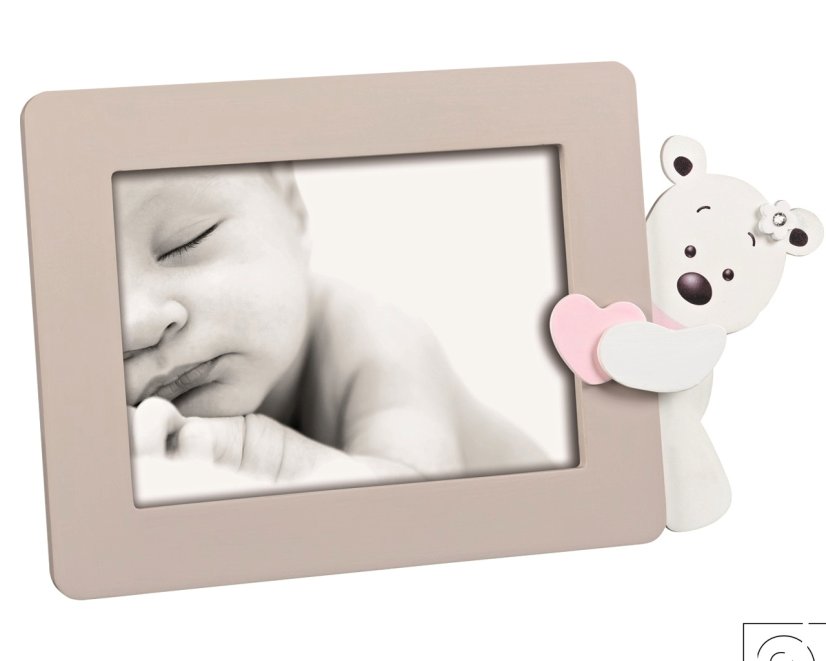 A1647 LOVELY BEAR PINK gyermek képkeret MDF 13x18 rózsaszín