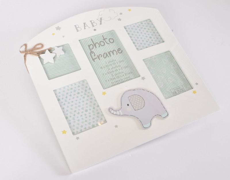 GLITTER ELEPHANT rámeček MDF multi bílý