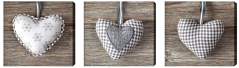 CANVAS HEART GREY 20x60