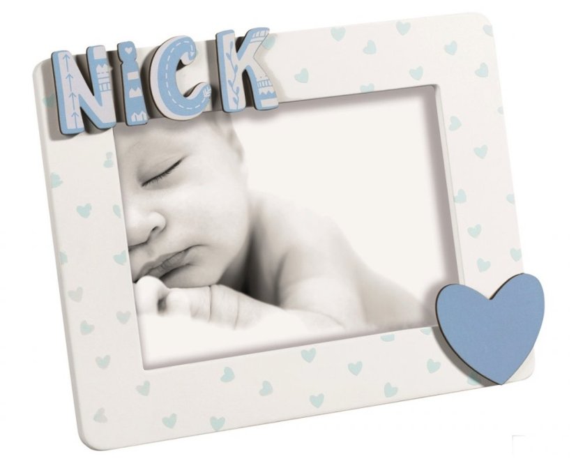 A1547 NAME BLUE dziecięcy rama drewno 13x18 niebieski