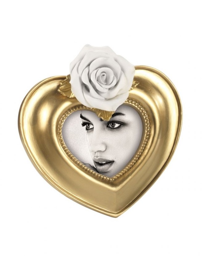 A1201 HEART GOLD-WHITE Bilderrahmen Polyresin ff 9,5x7,5