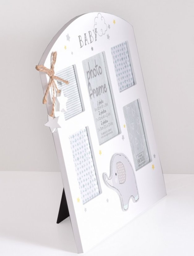 GLITTER ELEPHANT rámeček MDF multi bílý