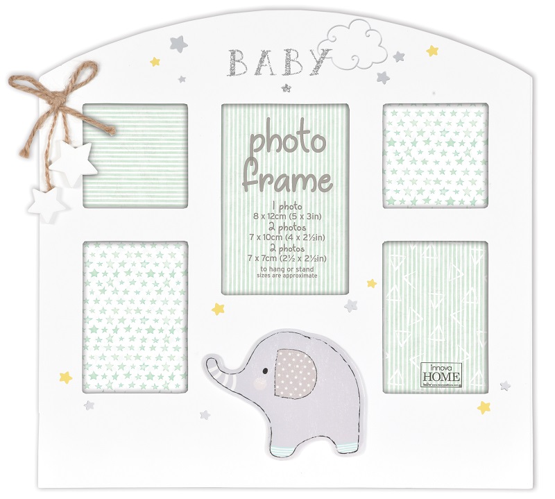 GLITTER ELEPHANT rámeček MDF multi bílý