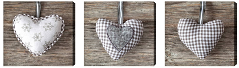 CANVAS HEART GREY 20x60