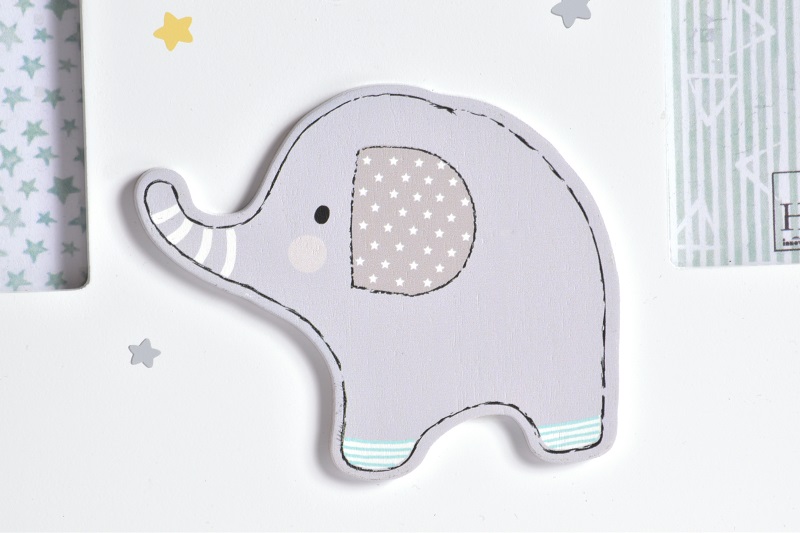 GLITTER ELEPHANT rámeček MDF multi bílý