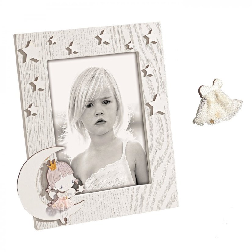 A1498  GIRL ON THE MOON Bilderrahmen Holz 13x18 rosa