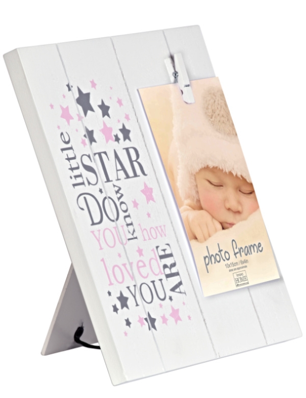 BABY LITTLE STAR CLIPPER rama MDF 10x15 biały